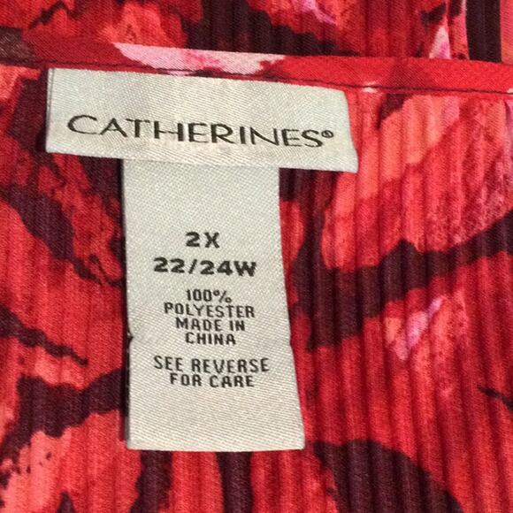 Catherine's Colorful Sheer Crinkle Stretch  Bell Sleeve Tunic Top 2X (22-24) - Picture 12 of 16